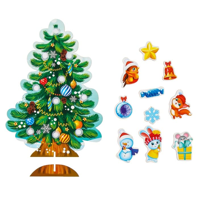 Головоломка Лесная мастерская «Наряди ёлочку»,новогодняя с липучками