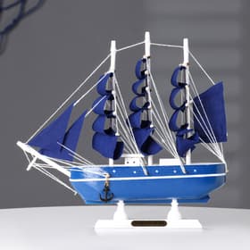 Сувенирная модель корабля «Дорита», борта синие с белой полосой, паруса синие, 23×5.5×21 см