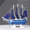 Сувенирная модель корабля «Дорита», борта синие с белой полосой, паруса синие, 23×5.5×21 см