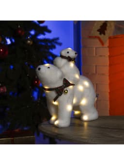 Светодиодная фигура «Медведица и медвежонок» 27×26×12 см, флок, от батареек ААх2, свечение тёплое белое