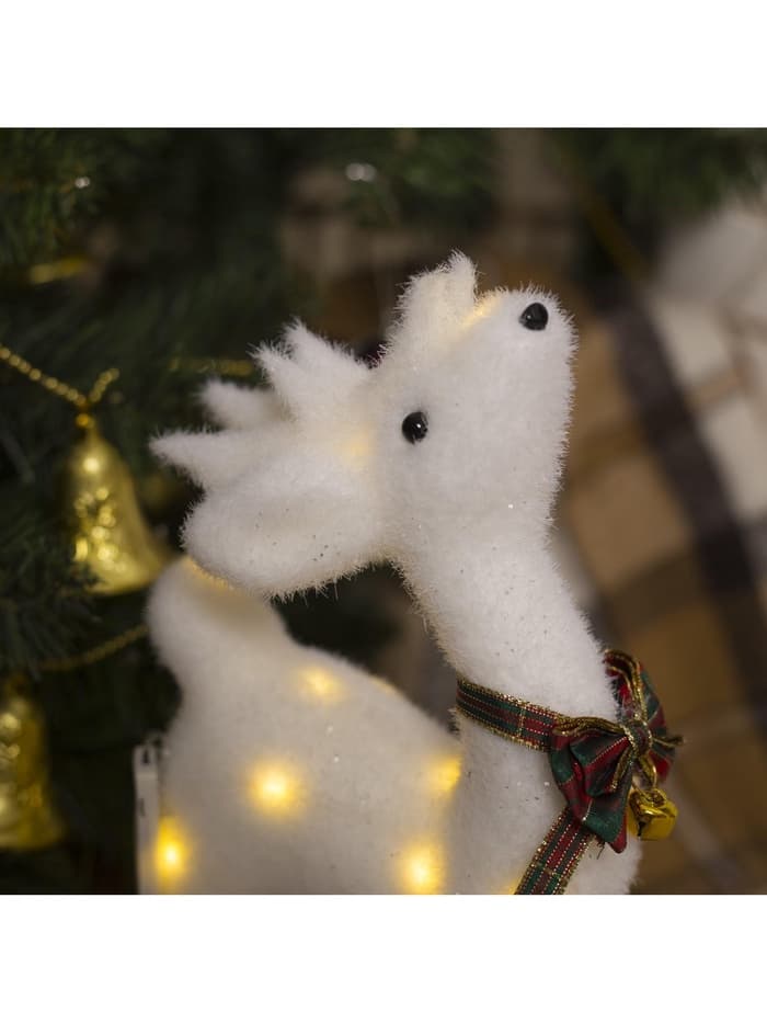 Светодиодная фигура «Олень» 16×30×9 см, флок, от батареек CR2032×2, свечение тёплое белое