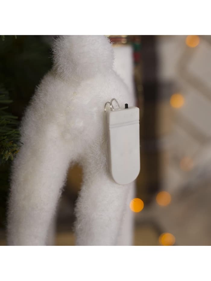 Светодиодная фигура «Олень» 16×30×9 см, флок, от батареек CR2032×2, свечение тёплое белое