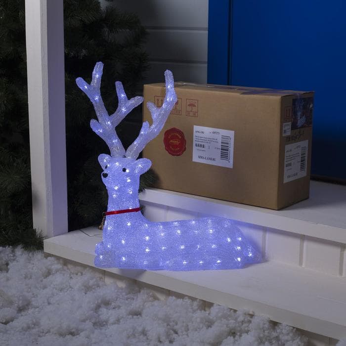 Светодиодная фигура «Олень благородный» 80×76×30 см, акрил, 176 LED, 8 режимов, 24 В, свечение белое