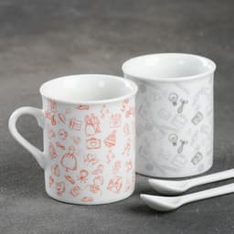 Кружки керамические парные «Муж и жена», 2 шт. по 140 мл, ложки 2 шт.