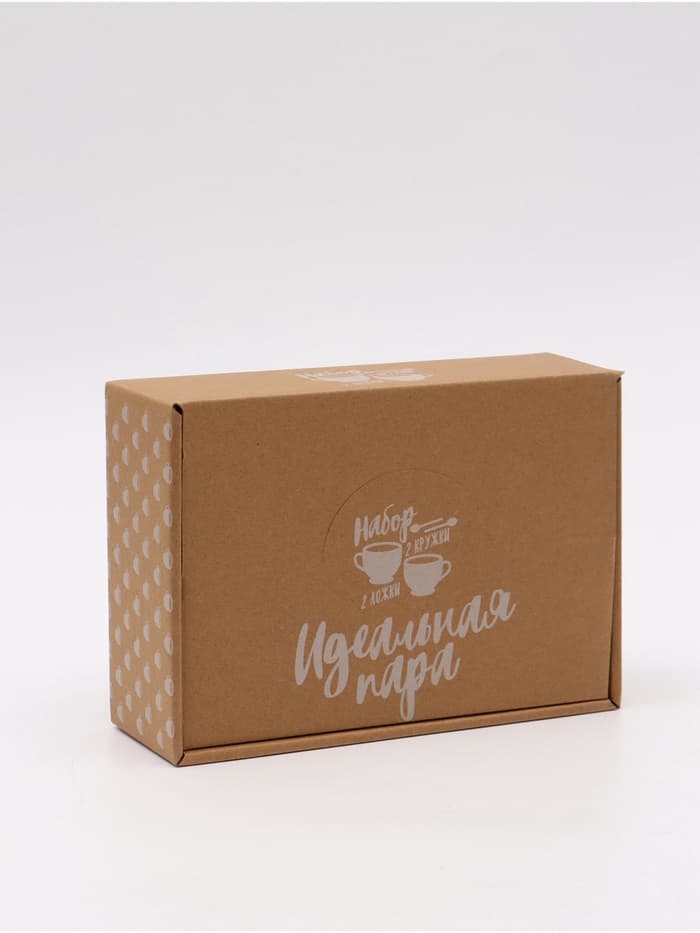 Кружки керамические парные «Муж и жена», 2 шт. по 140 мл, ложки 2 шт.