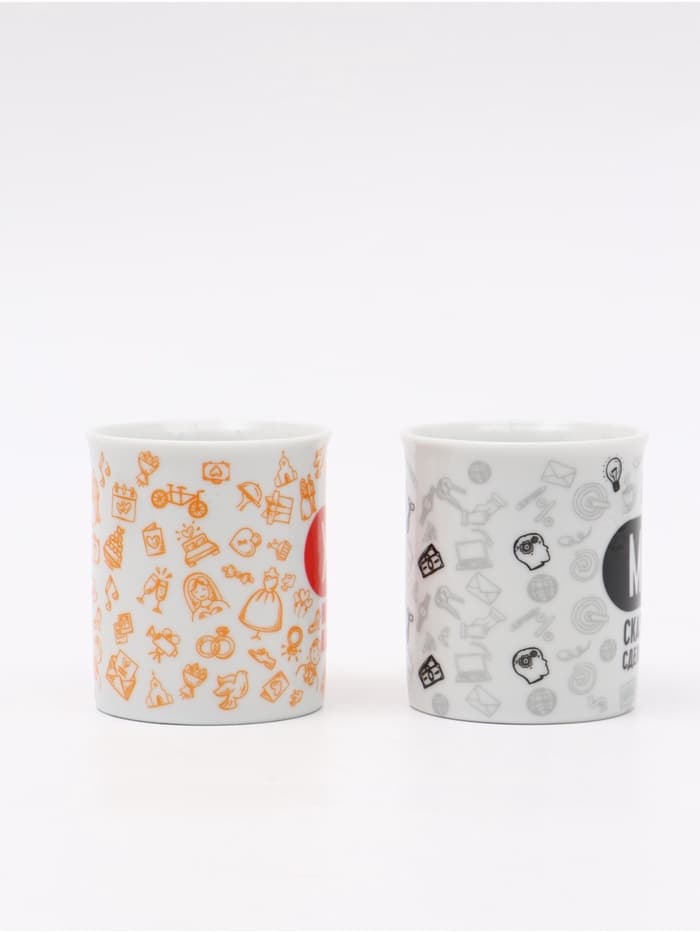 Кружки керамические парные «Муж и жена», 2 шт. по 140 мл, ложки 2 шт.