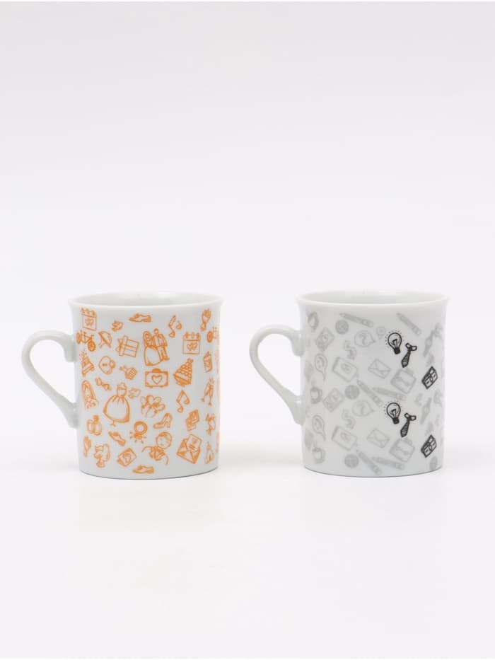 Кружки керамические парные «Муж и жена», 2 шт. по 140 мл, ложки 2 шт.