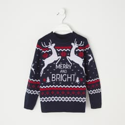 Джемпер детский новогодний вязаный KAFTAN: Family look, синий, размер 30 (98-104 см)