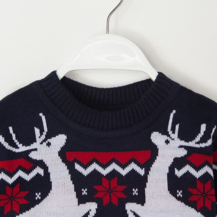 Джемпер детский новогодний вязаный KAFTAN: Family look, синий, размер 30 (98-104 см)