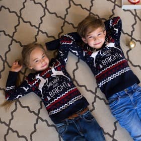 Джемпер детский новогодний вязаный KAFTAN: Family look, синий, размер 30 (98-104 см)