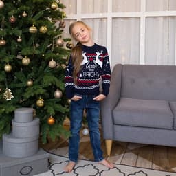 Джемпер детский новогодний вязаный KAFTAN: Family look, синий, размер 30 (98-104 см)