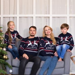 Джемпер детский новогодний вязаный KAFTAN: Family look, синий, рост 110-116 см