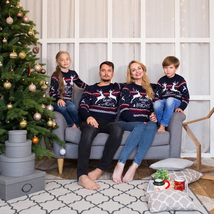 Джемпер детский новогодний вязаный KAFTAN: Family look, синий, рост 110-116 см