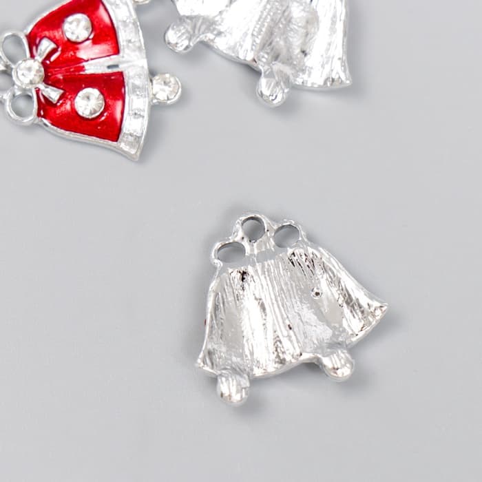 Декор для творчества металл, эмаль, страза «Колокольчики новогодние» 2×2.2 см