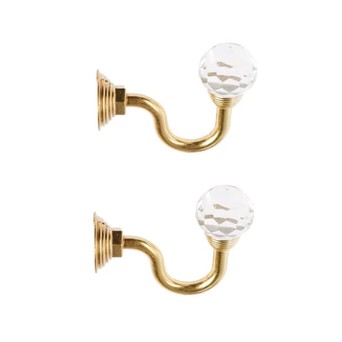 Держатель для штор KS007, однорожковый, цвет золото, набор 2 шт.