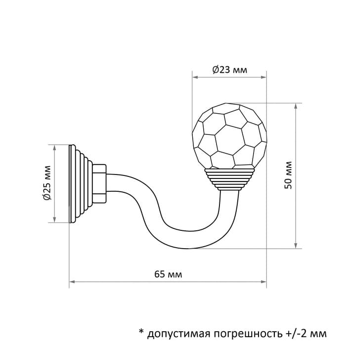 Держатель для штор ««ТУНДРА»» KS007, однорожковый, цвет бронза, набор 2 шт.