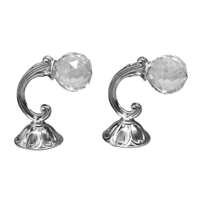 Держатель для штор KS008, однорожковый, цвет хром, набор 2 шт.