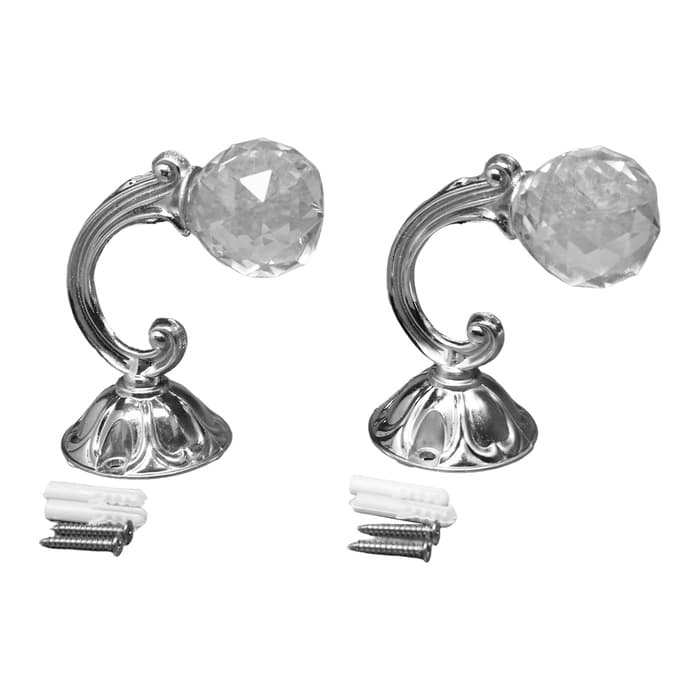 Держатель для штор KS008, однорожковый, цвет хром, набор 2 шт.