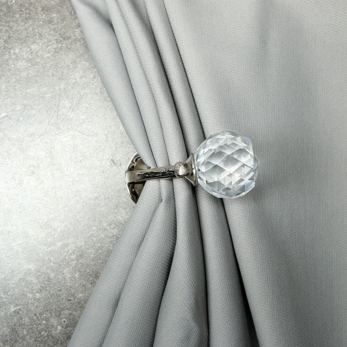 Держатель для штор KS008, однорожковый, цвет хром, набор 2 шт.