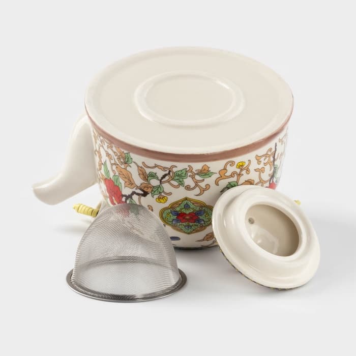 Чайник заварочный «Цветы», 900 мл, с металлическим ситом, керамика