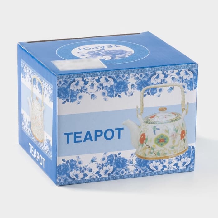 Чайник заварочный «Цветы», 900 мл, с металлическим ситом, керамика