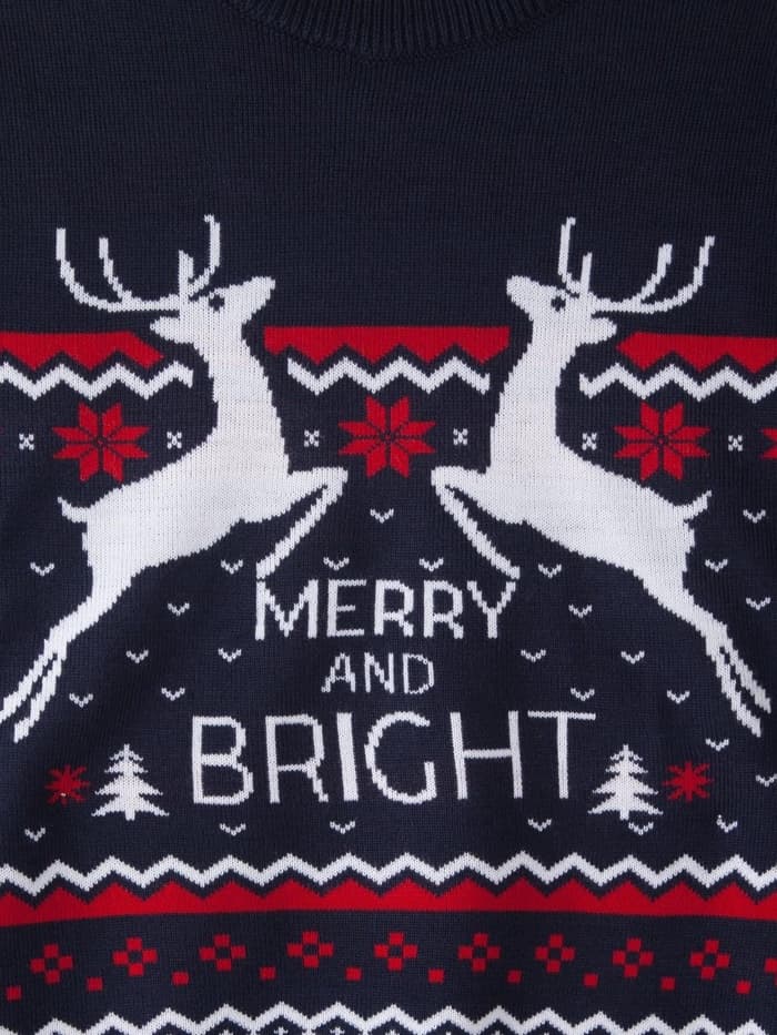 Свитер вязаный новогодний KAFTAN Family look, размер 50, синий