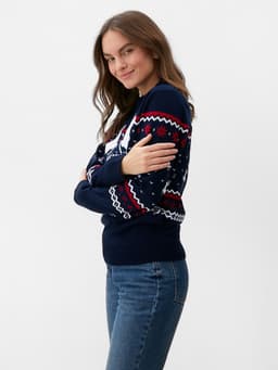 Свитер вязаный новогодний KAFTAN Family look, размер 50, синий