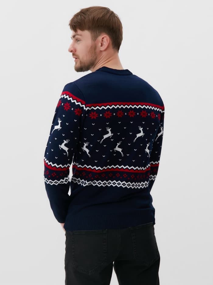 Свитер вязаный новогодний KAFTAN Family look, размер 50, синий