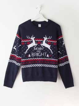 Свитер вязаный новогодний KAFTAN Family look, размер 50, синий