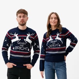 Свитер вязаный новогодний KAFTAN Family look, размер 52, синий