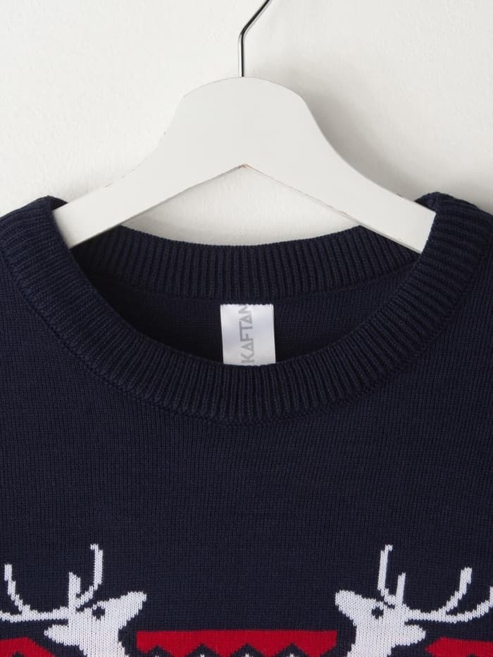 Свитер вязаный новогодний KAFTAN Family look, размер 56, синий