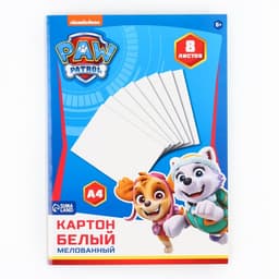 Картон белый, А4, 8 листов, мелованный, двусторонний, в папке, 230, г/м², «Щенки»