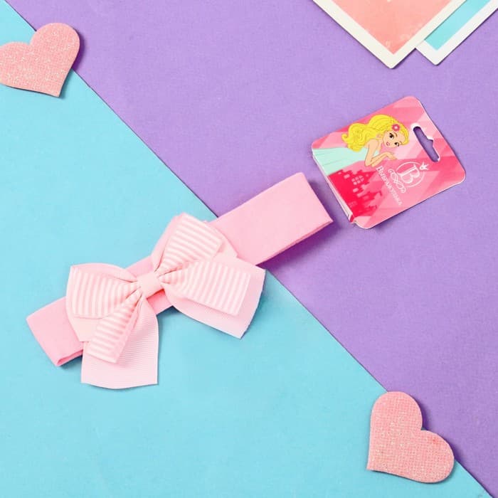 Повязка для волос Выбражулька «Бант», полоски, 3×17 см, розовая