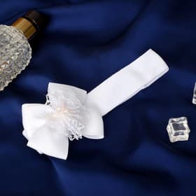 Повязка для волос Выбражулька «Бант», цветок кружево, 3×17 см, белая