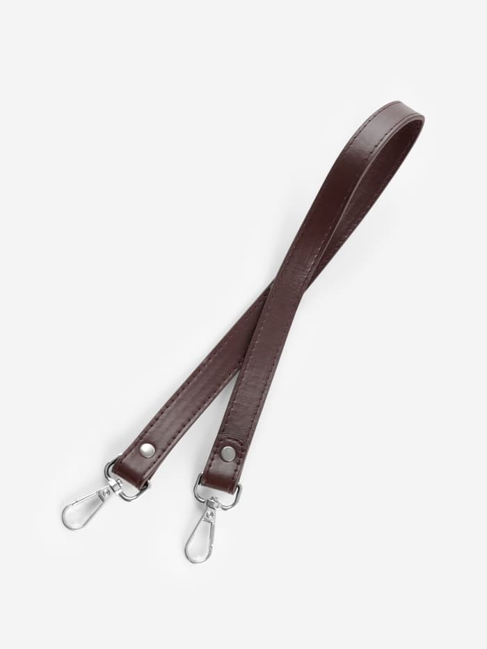 Ручка для сумки, с карабинами, 60±1×2 см, коричневая