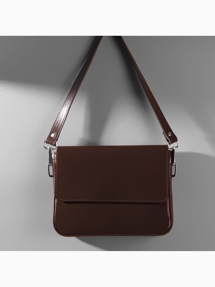 Ручка для сумки, с карабинами, 60±1×2 см, коричневая