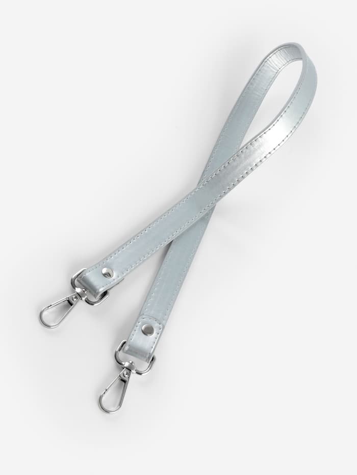 Ручка для сумки, с карабинами, 63×2 см, цвет серебряный