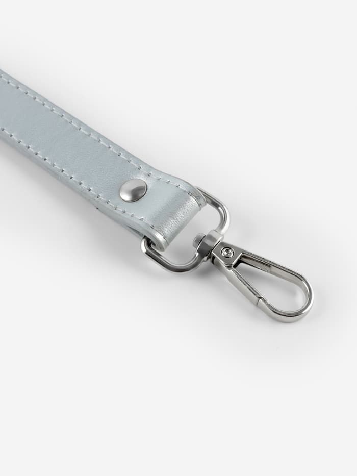 Ручка для сумки, с карабинами, 63×2 см, цвет серебряный