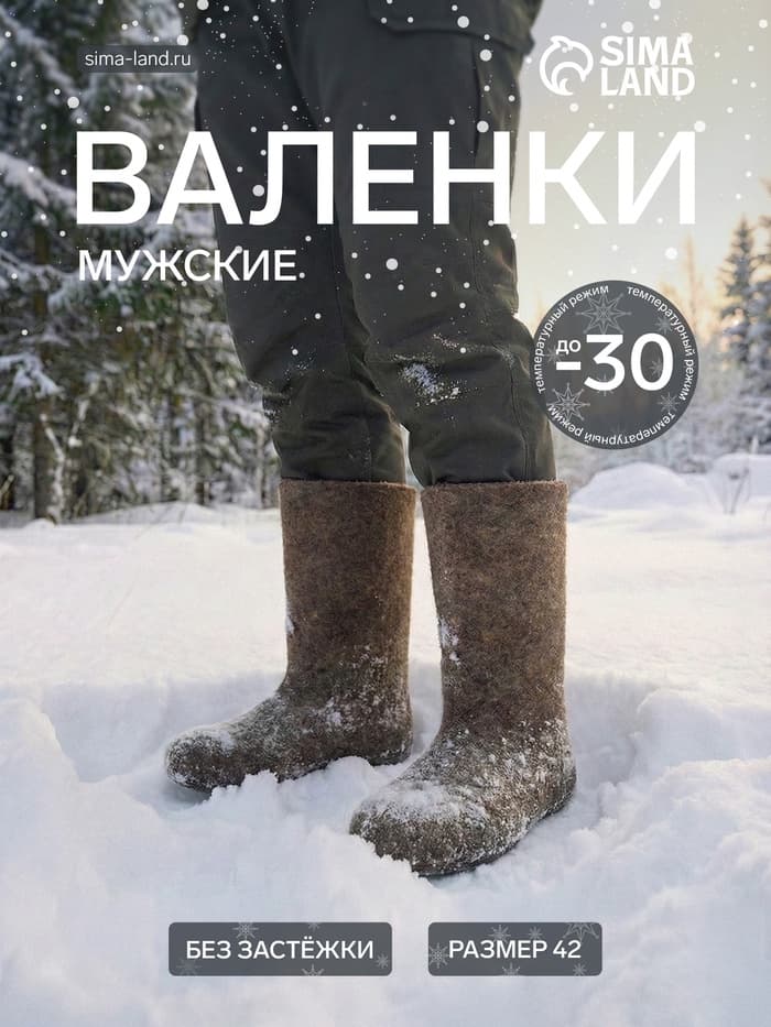 Валенки мужские, цвет натуральный, размер 42 (30)