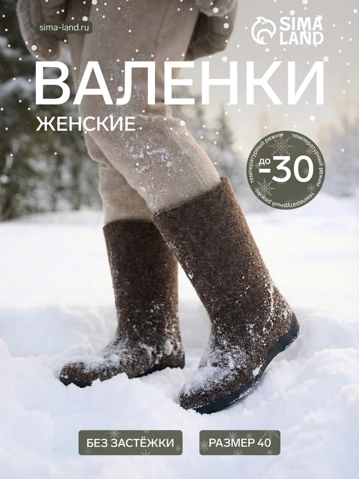 Валенки женские, цвет натуральный, размер 40 (28)