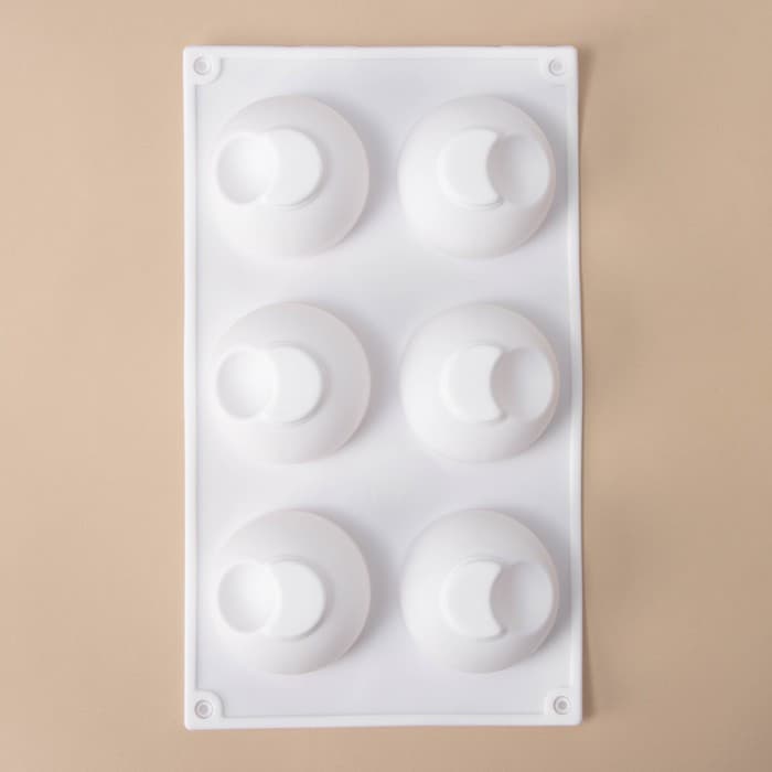 Форма для муссовых десертов и выпечки KONFINETTA «Десерт с фруктами», 30×17.5×4.5 см, 6 ячеек (d=7 см), силикон, белая