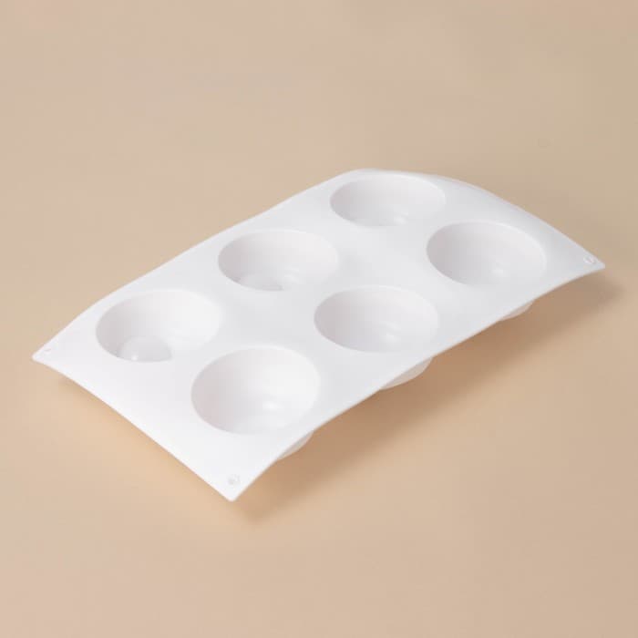 Форма для муссовых десертов и выпечки KONFINETTA «Десерт с фруктами», 30×17.5×4.5 см, 6 ячеек (d=7 см), силикон, белая