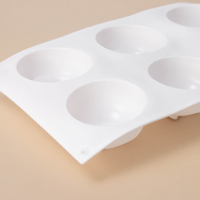 Форма для муссовых десертов и выпечки KONFINETTA «Десерт с фруктами», 30×17.5×4.5 см, 6 ячеек (d=7 см), силикон, белая