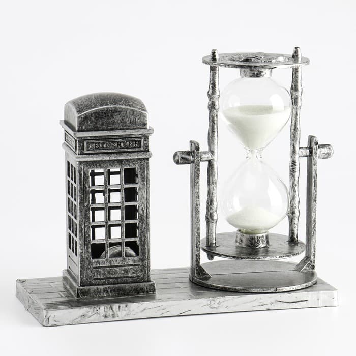 Часы песочные «Красная будка», сувенирные, с подсветкой, 15.5×6.5×12.5 см