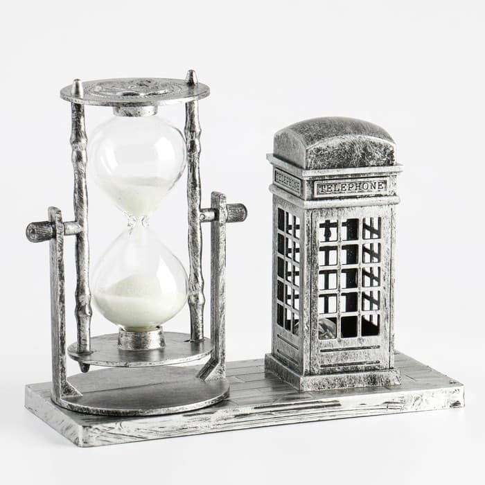 Часы песочные «Красная будка», сувенирные, с подсветкой, 15.5×6.5×12.5 см