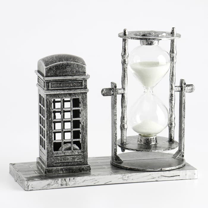 Часы песочные «Красная будка», сувенирные, с подсветкой, 15.5×6.5×12.5 см