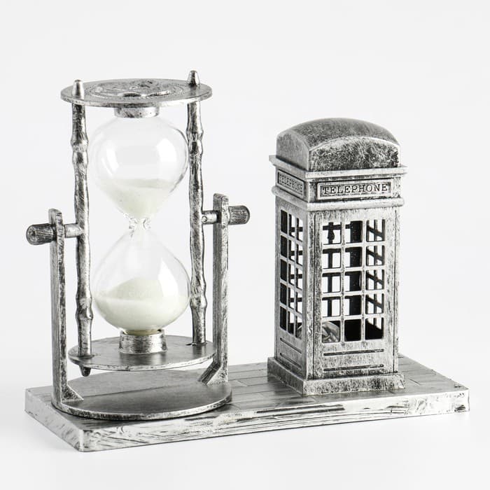 Часы песочные «Красная будка», сувенирные, с подсветкой, 15.5×6.5×12.5 см