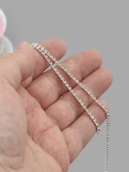 Цепь со стразами, металл, стекло, 2 мм, 9.1±0.5 м, цвет серебряный