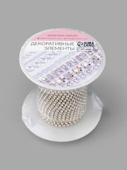 Цепь со стразами, металл, стекло, 2 мм, 9±1 м, цвет золотой