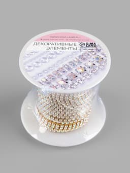 Цепь со стразами, с голографией, металл, стекло, 2 мм, 9.1±0.5 м, цвет золотой